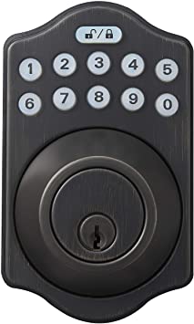 Photo 1 of Amazon Basics Traditional Electronic Keypad Deadbolt Door Lock, Keyed Entry, Oil Rubbed Bronze
