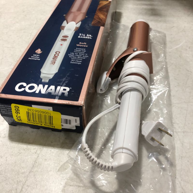 Photo 2 of Conair Double Ceramic Curling Wand, 1 Inch Curling Wand, White / Rose Gold
