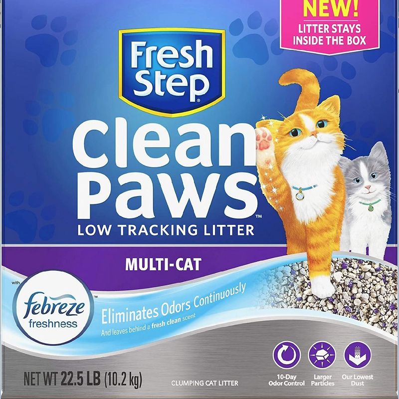 Photo 1 of 2pk of Fresh Step Clean Paws Multi-Cat Litter, Low Dust, Scented with Febreze, 18.5lbs
