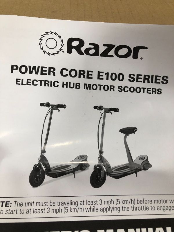 Photo 4 of Razor Power Core E100 Kids Motorized Electric Powered Kick Start Scooter, Blue