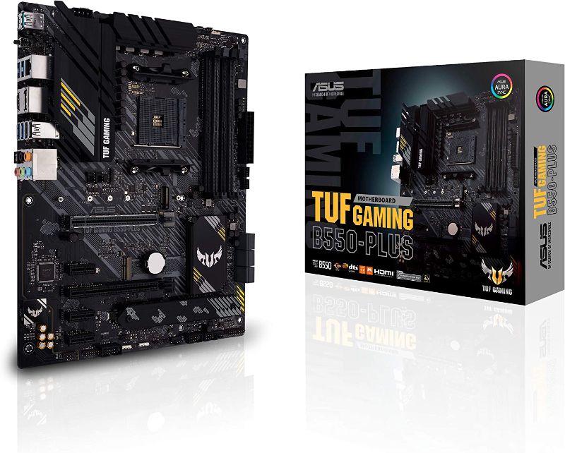 Photo 1 of ASUS TUF Gaming B550-PLUS AMD AM4 Zen 3 Ryzen 5000 & 3rd Gen Ryzen ATX Gaming Motherboard (PCIe 4.0, 2.5Gb LAN, HDMI 2.1, BIOS Flashback, USB 3.2 Gen 2, Addressable Gen 2 RGB Header and Aura Sync)