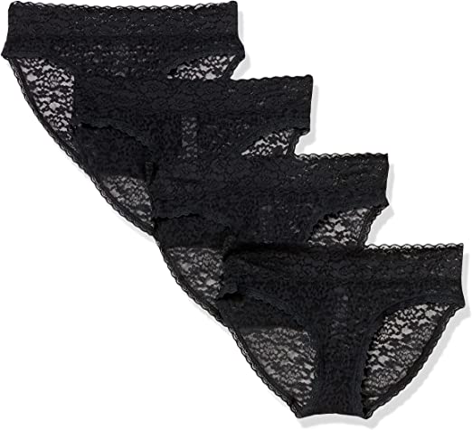 Photo 1 of Amazon Essentials Women's Lace Stretch Bikini Brief Underwear, Pack of 4