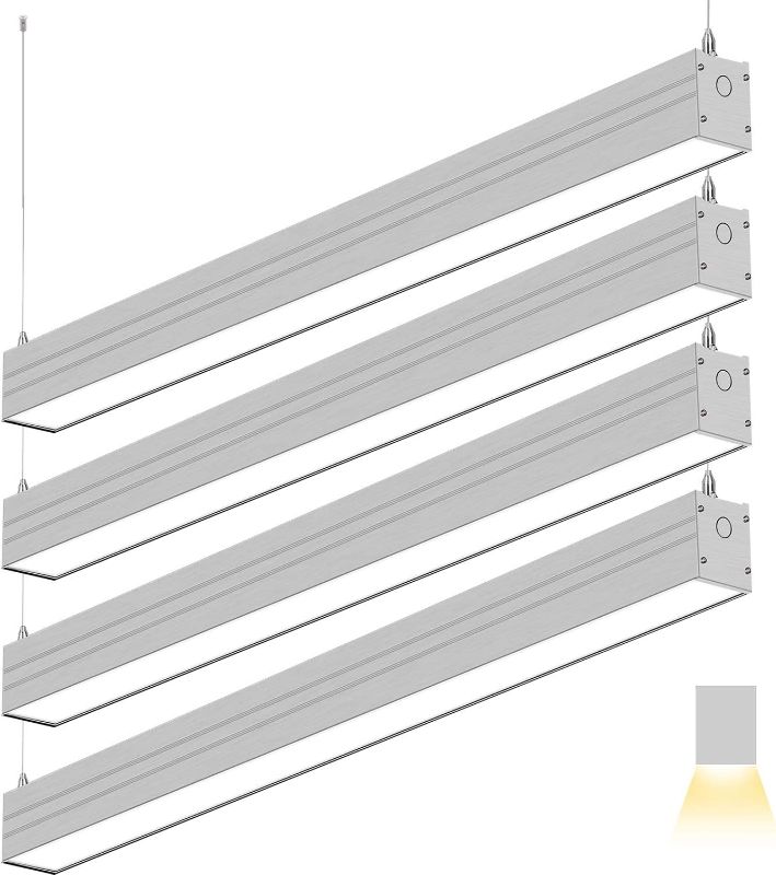 Photo 1 of Barrina LED Architectural Suspended Linear Channel Light Linkable, 4FT 40W 3000K/4000K/5000K CCT Selectable, Dimmable Office Lighting Fixture for Commercial Places, 4600lm, ETL Listed, 4Pack