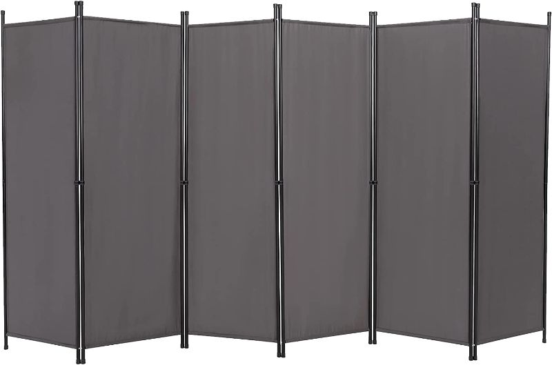 Photo 1 of ACTREY Room Divider Folding Privacy Screen, 6 Panel 6 ft Tall Extra Wide Partition Foldable Panel Wall Divider (Grey)