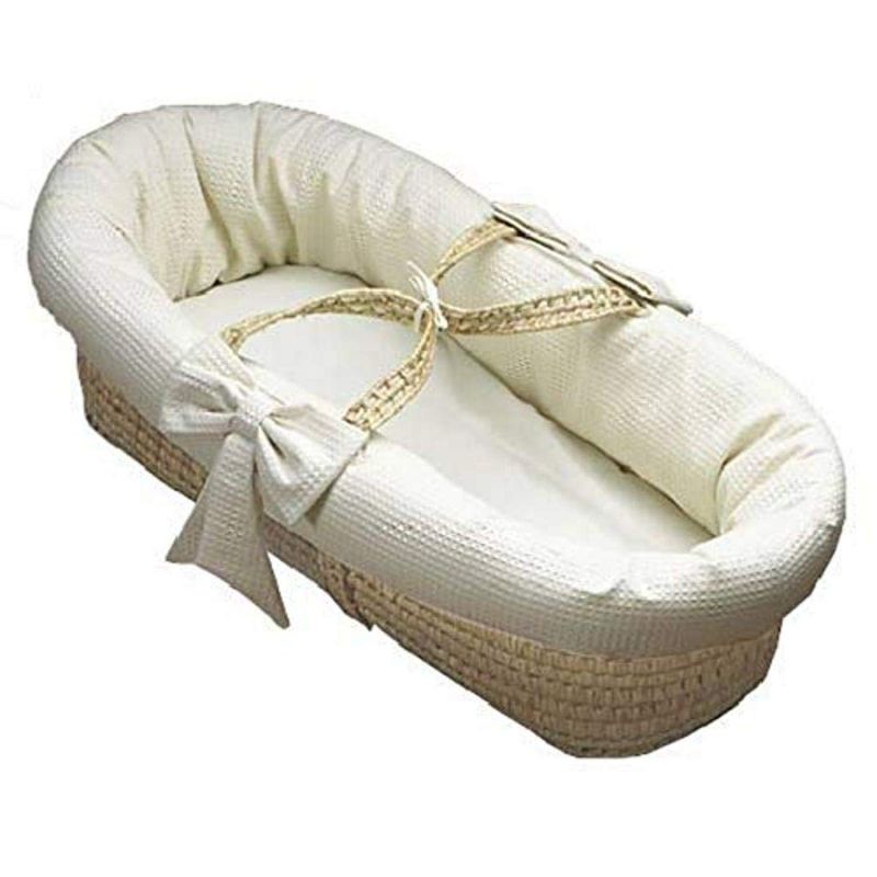 Photo 1 of Baby Doll Bedding Pique Moses Basket, White, 0-3 Month