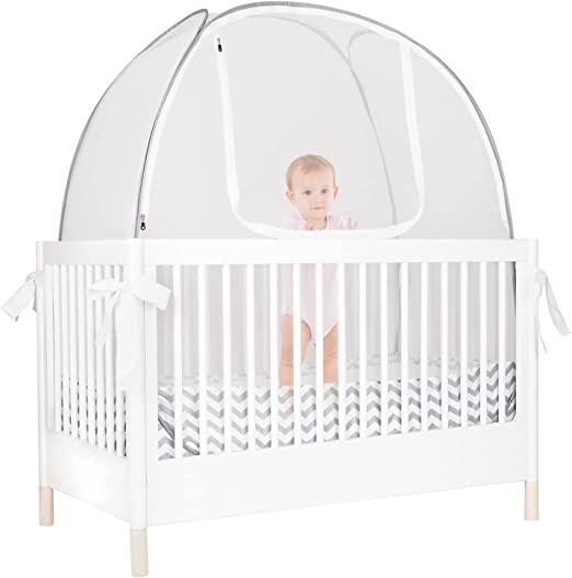 Photo 1 of Baby Crib Tent by Pro Baby Safety | Infant Mosquito Netting Made from Fine See Through Mesh - Crib Net to Keep Baby from Climbing Out of The Crib, | Pop-Up Tent Canopy Cover Fits Most Standard Cribs