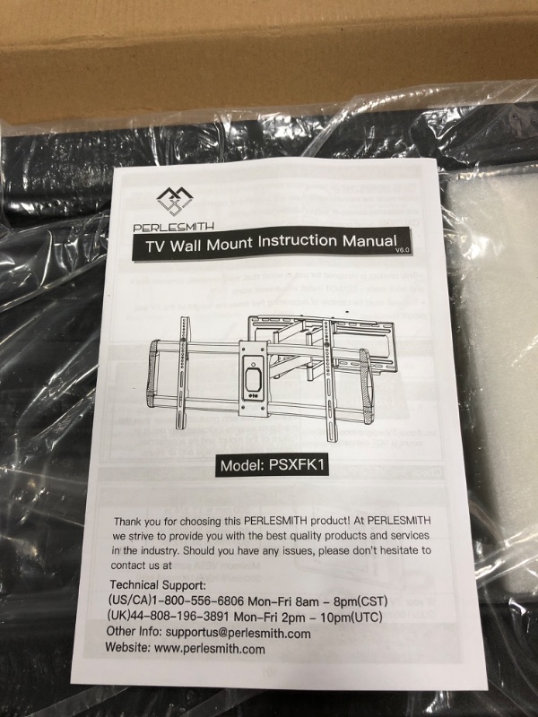 Photo 3 of PERLESMITH Full Motion TV Wall Mount for 50”-90” TVs, TV Mount Bracket Dual Articulating Arms Swivel Extension tilt up to 132lbs, Max VESA 800x400mm , Fits 16”18” to 24" Studs, PSXFK1
