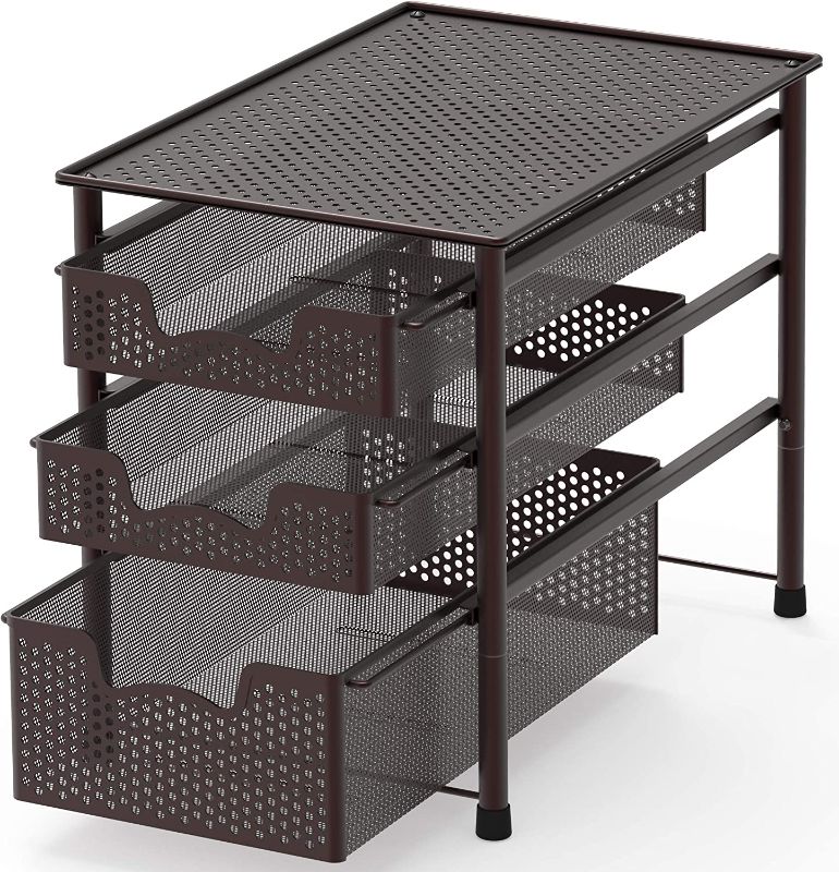 Photo 1 of Simple Houseware Stackable 3 Tier Sliding Basket Organizer Drawer, black 
