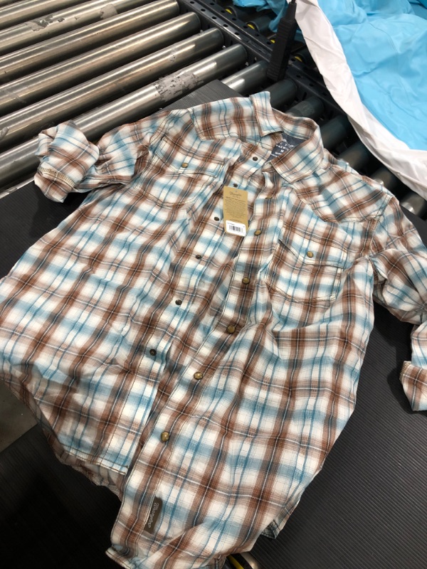 Photo 2 of Wrangler Chemise à Carreaux Tissée Pour Hommes, Retro Brun/Sarcelle M / Regulier
SIZE MEDIUM 