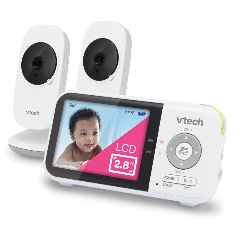 Photo 1 of VTech VM819-2 Video Baby Monitor with 19-Hour Battery Life, 2 Cameras, 1000ft Long Range, Auto Night Vision, 2.8” Screen, 2-Way Audio Talk, Temperature Sensor, Power Saving Mode and Lullabies
