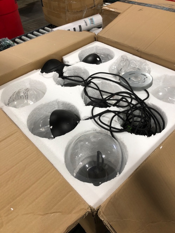 Photo 1 of A1A9 5-Light Sphere Glass Chandelier Ceiling Lights, Modern Elegant Clear Glass Globe Pendant Light Fixture, E26 LED Hanging Lights for Kitchen Island, Bar, Dining Room, Counter, Cafe (Black)
