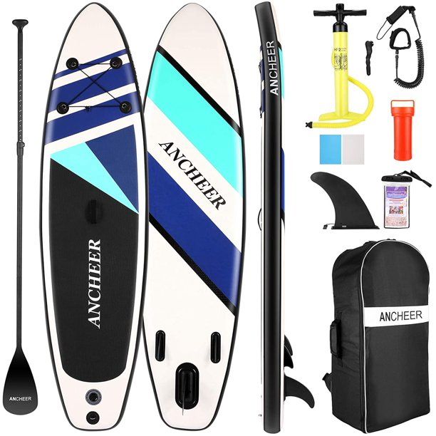 Photo 1 of ANCHEER Inflatable Stand Up Paddle Board Non-Slip Deck with Premium SUP Accessories | Wide Stance, Bottom Fins for Surfing Control | Youth Adults Beginner
