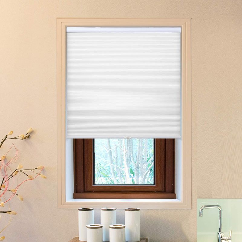 Photo 1 of Allesin Cellular Shades, Light Filtering Shades, Cordless Honeycomb Blinds for Windows, Perfect for Bedroom/Living Room/Office/Nursery, White - 46" x 48"
