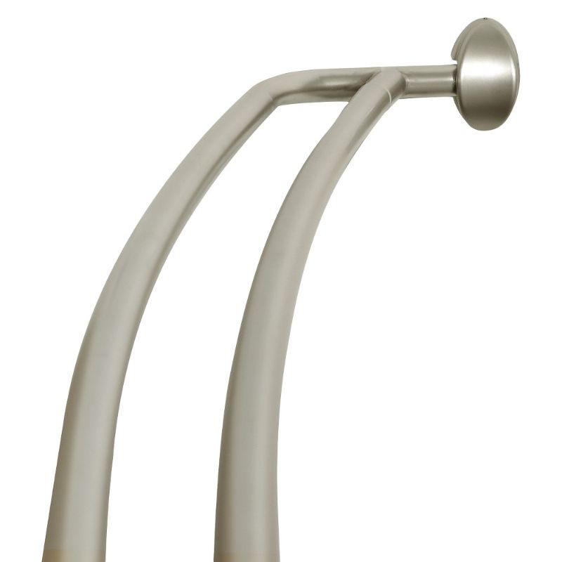 Photo 1 of Zenna Home 72 in. Aluminum Double Adjustable Curved Shower Rod in Satin Nickel
