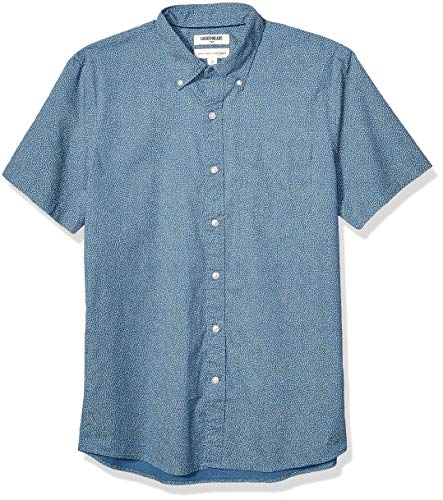 Photo 1 of Goodthreads Men's Standard-Fit Short-Sleeve Poplin Shirt, Denim, Floral Print, XX-Large
