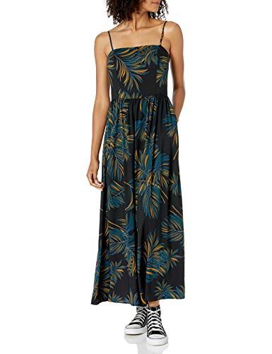 Photo 1 of Goodthreads Women's Georgette Smock-Back Cami Maxi Dress, Black, Palm Leaf Print, Small
