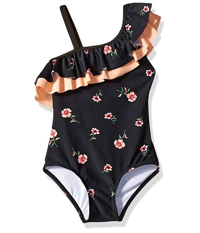 Photo 1 of Kanu Surf Morgan Floral Ruffle One-Shoulder One-Piece Swimsuit (Little Kids) 6 
