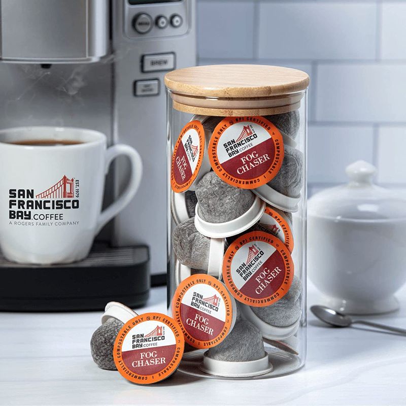 Photo 1 of [120 Ct] San Francisco Bay Coffee OneCUP Fog Chaser - Medium Dark Roast Compostable Coffee Pods [EXP 7-15-22]