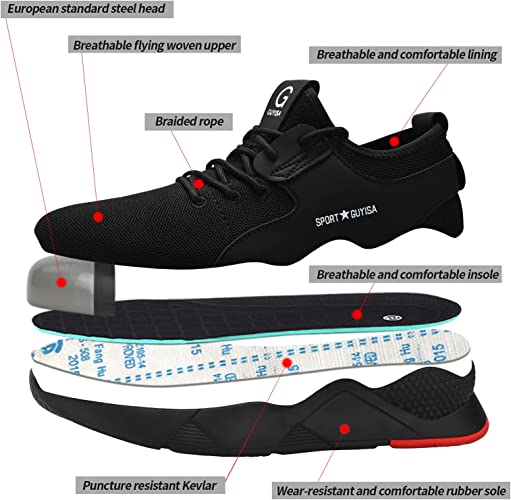 Photo 2 of [Size 43] Steel Toe Shoes for Men Breathable and Lightweight Safety Shoes Indestructible