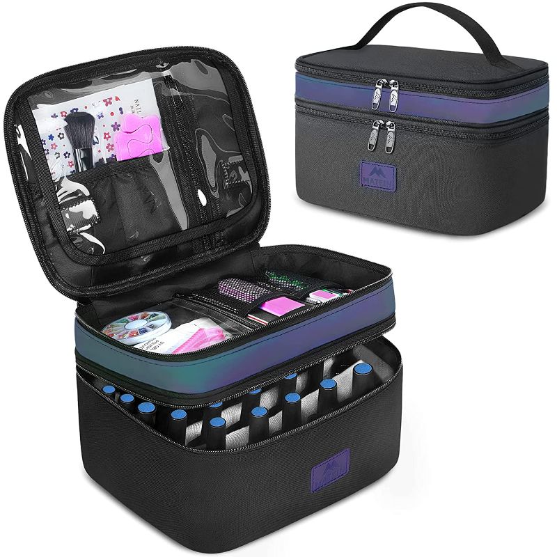 Photo 1 of Womens Fingernail Polish Travel Organizer Holds 30 Bottles, Water Resistant Double Layer 