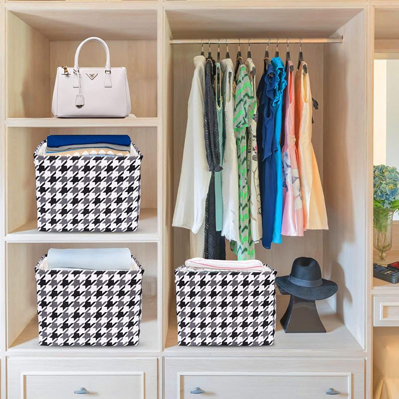 Photo 2 of 3-Pack Storage Baskets for Organizing, Fabric Storage Bins with Handles, Foldable Rectangle Organizer