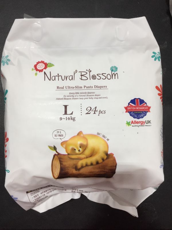 Photo 1 of [Size L 9-14kg] Natural Blossom Ultra Slim Pants Diapers [24pcs]