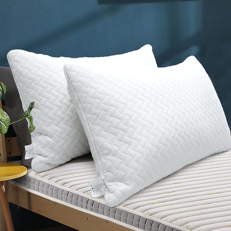 Photo 1 of [2 Pack] Shredded Memory Foam Pillows for Sleeping Bamboo Pillow