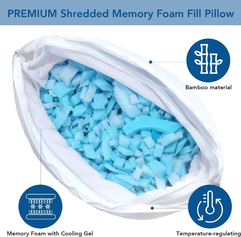 Photo 2 of [2 Pack] Shredded Memory Foam Pillows for Sleeping Bamboo Pillow