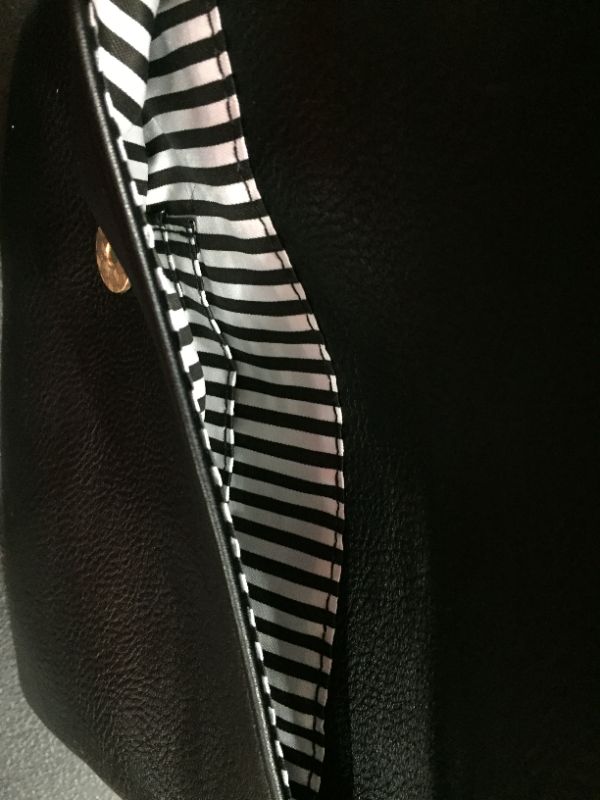 Photo 2 of Envelope Wristlet Clutch Crossbody Bag with Chain Strap [Black with White Stripes]
