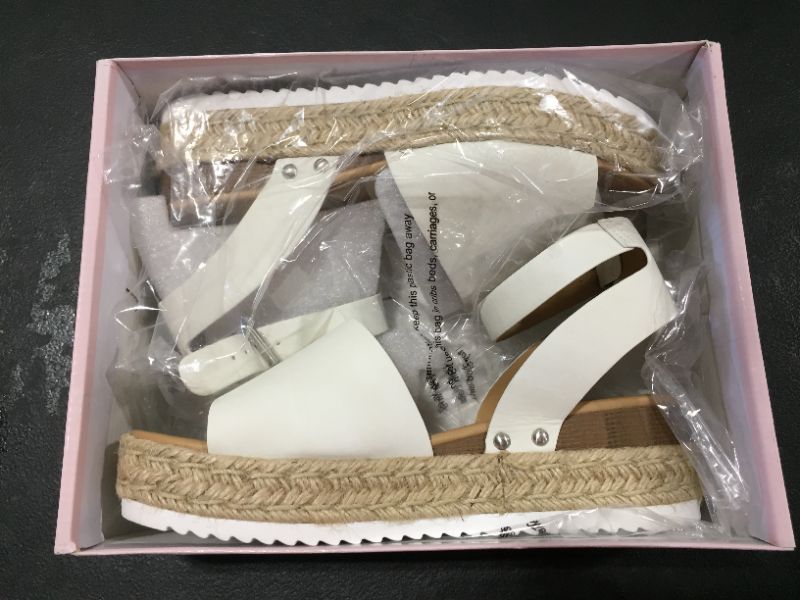 Photo 3 of [Size 9] Soda Women's Topic Open Toe Buckle Ankle Strap Espadrille Synthetic sandals