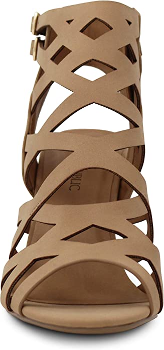 Photo 1 of [Size 7.5] MARCOREPUBLIC Casablanca Women's Open Toe Strappy Laser Cutout Caged Chunky High Heels Dress Sandals