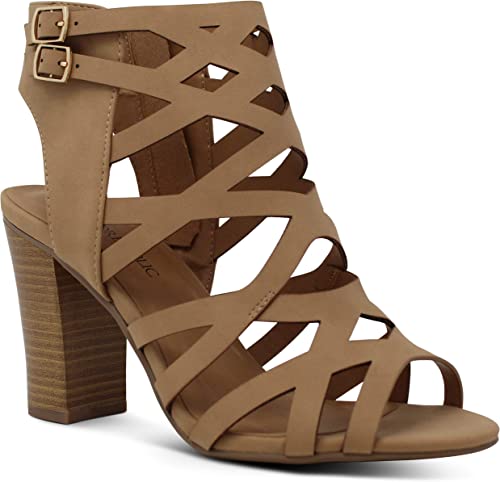 Photo 2 of [Size 7.5] MARCOREPUBLIC Casablanca Women's Open Toe Strappy Laser Cutout Caged Chunky High Heels Dress Sandals