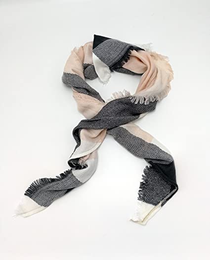 Photo 2 of Wander Agio Womens Warm Long Shawl Winter Wraps- Plaid Grey Pink