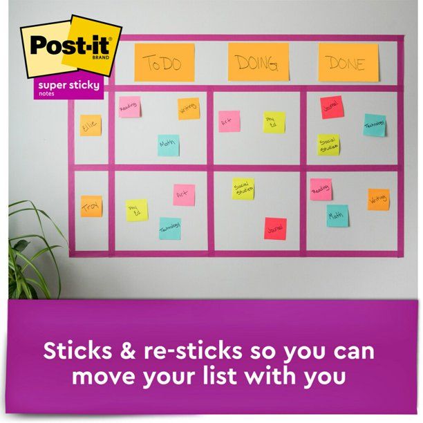 Photo 2 of Post-it Super Sticky Notes, Assorted Sizes, Supernova Neons, Lined, 15 Pads