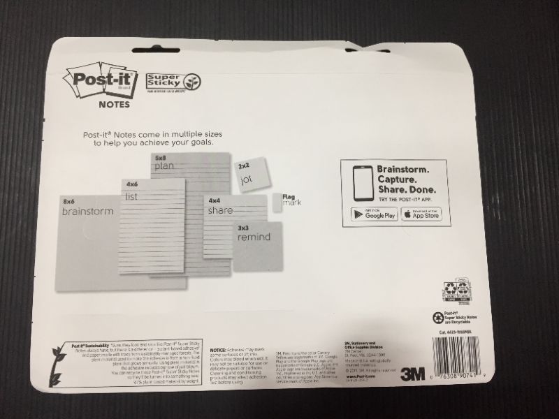 Photo 1 of Post-it Super Sticky Notes, Assorted Sizes, Supernova Neons, Lined, 15 Pads