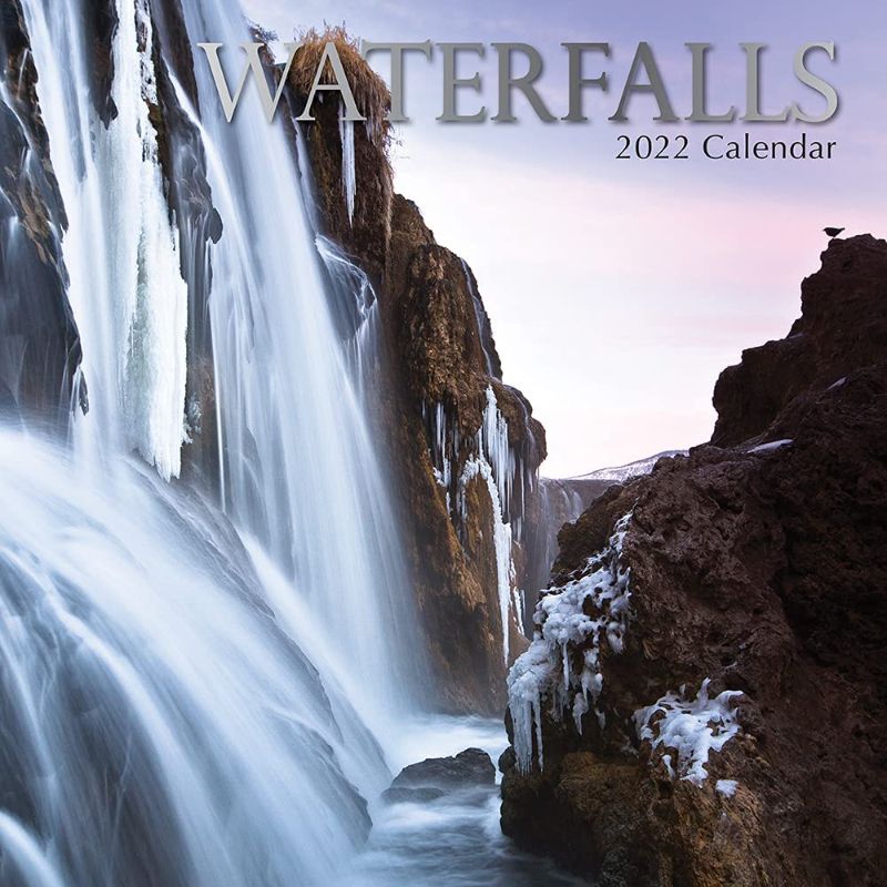 Photo 1 of 2022 Square Wall Calendar - Waterfalls, 12 x 12 Inch Monthly View, 16-Month, Natural World Theme, Includes 180 Reminder Stickers