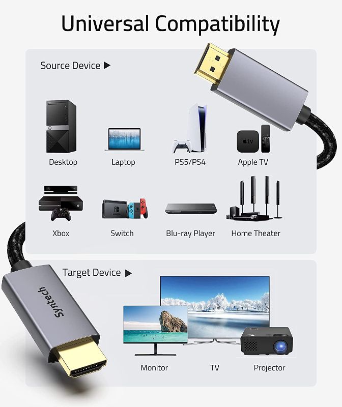 Photo 2 of 8K HDMI Cable 6.6ft, Syntech HDMI 2.1 Cable, 48Gbps Ultra High Speed 