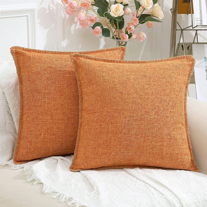 Photo 2 of Decorative Throw Pillow Covers 16x16 Set of 2, Orange