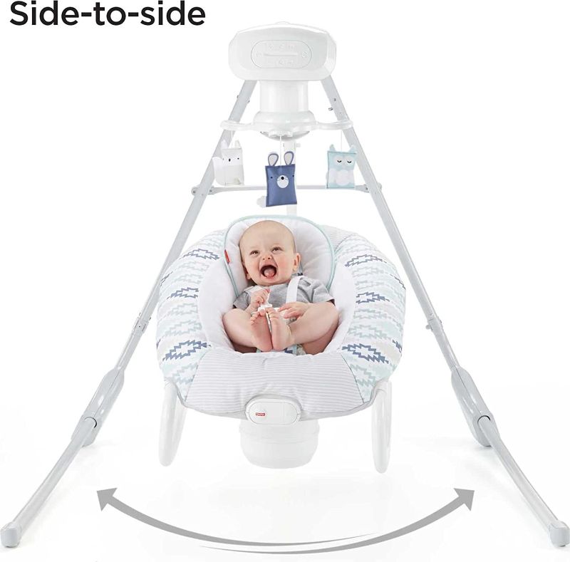 Photo 2 of Fisher-Price Woodsy Wonders 2-In-1 Deluxe Swing, Dual Motion Baby Swing with Removable Rocker Seat for Travel Soothing [Amazon Exclusive]