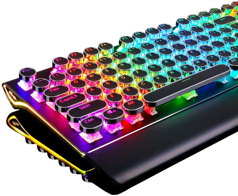 Photo 1 of RK ROYAL KLUDGE Typewriter Style Mechanical Gaming Keyboard with True RGB Backlit Collapsible Wrist Rest