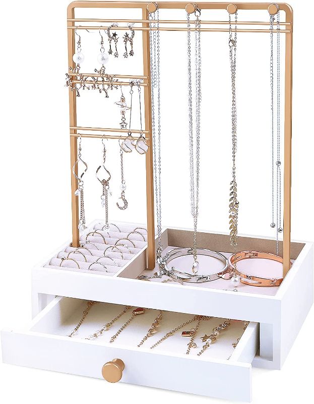 Photo 1 of Teamkio White Jewelry Organizer with Large Storage Box