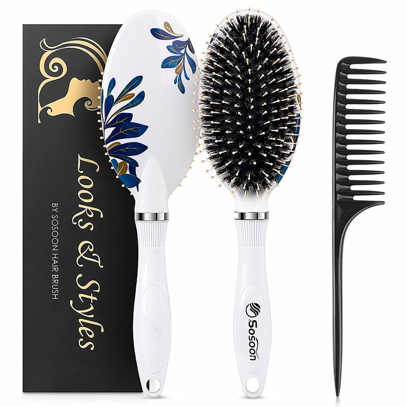 Photo 1 of Boar Bristle Hair Brushes for Women Kids Thick Curly Wet Dry Hair