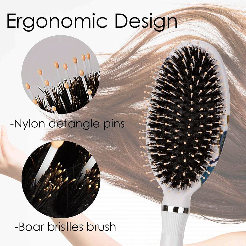 Photo 2 of Boar Bristle Hair Brushes for Women Kids Thick Curly Wet Dry Hair