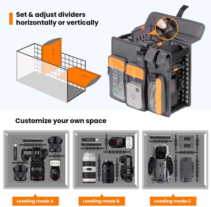 Photo 2 of TARION Camera Backpack Bag Insert Modular Padded Modular Dividers Folded Customizable Organizer (Zone Insert)