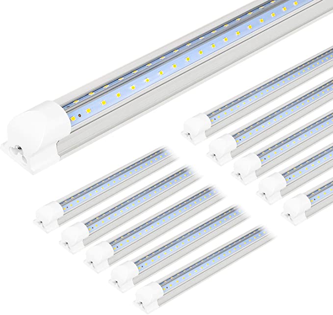 Photo 1 of 4FT LED Shop Light, V Shape Integrated T8 LED Tube Light, 5200LM, 40W, 6500K Super Bright White, High Output Linkable Shop Lights With Built-in ON/Off Switch for Warehouse, ETL, 10 Pack