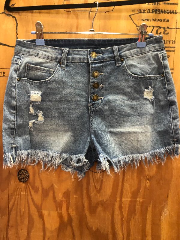 Photo 3 of  Casual Denim Shorts Frayed Raw Hem Ripped Jeans Shorts--Size M