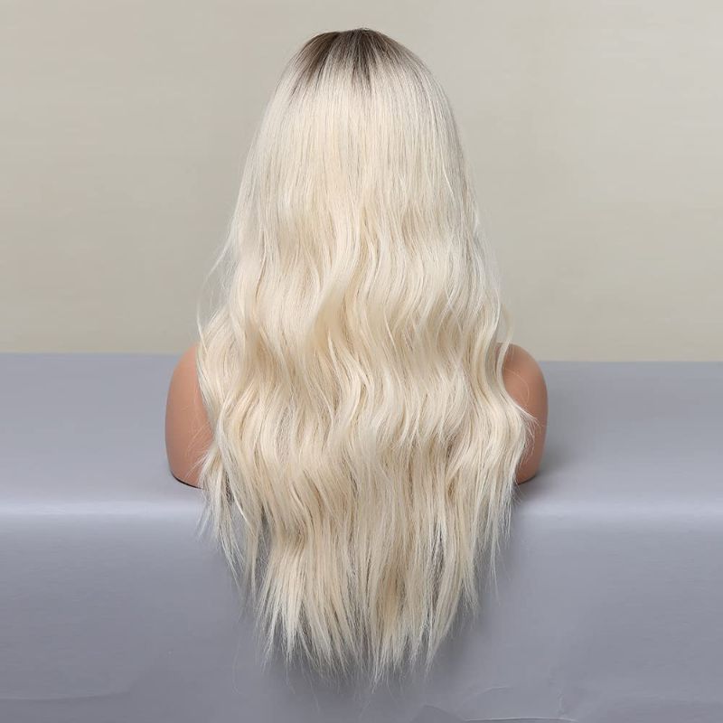 Photo 2 of (24 inch) Blonde Wavy Wig with Synthetic Heat Resistant