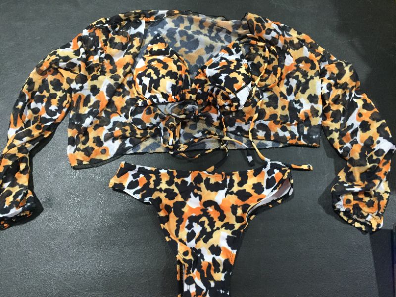 Photo 1 of [Size S] 3 Piece Bathing Suit Set - Leopard