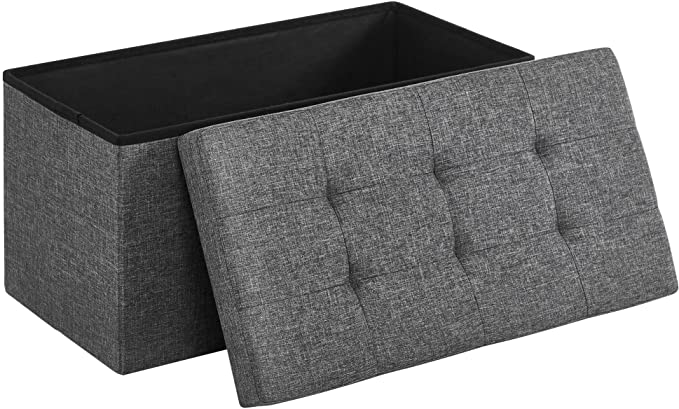 Photo 1 of 30 Inches Folding Storage Ottoman Bench- Holds up to 660 lbs, Dark Gray 