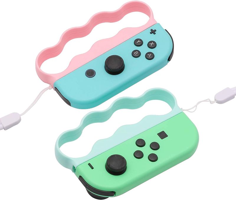 Photo 1 of  Grips for Fitness Boxing Switch, Controller Accessories Compatible with Nintendo Switch Sports and Switch Boxing Game (Green and Pink)